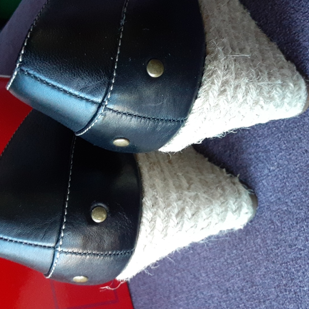 Aerosoles Kin Ship Leather Peep Toe Heels Wedges 8M - Picture 4 of 9